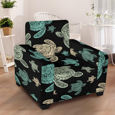 Sea Turtle Stamp Pattern Armchair Slipcover