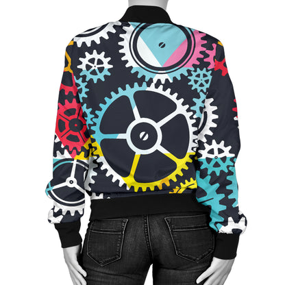 Mechanic Pattern Print Design 02 Women's Bomber Jacket