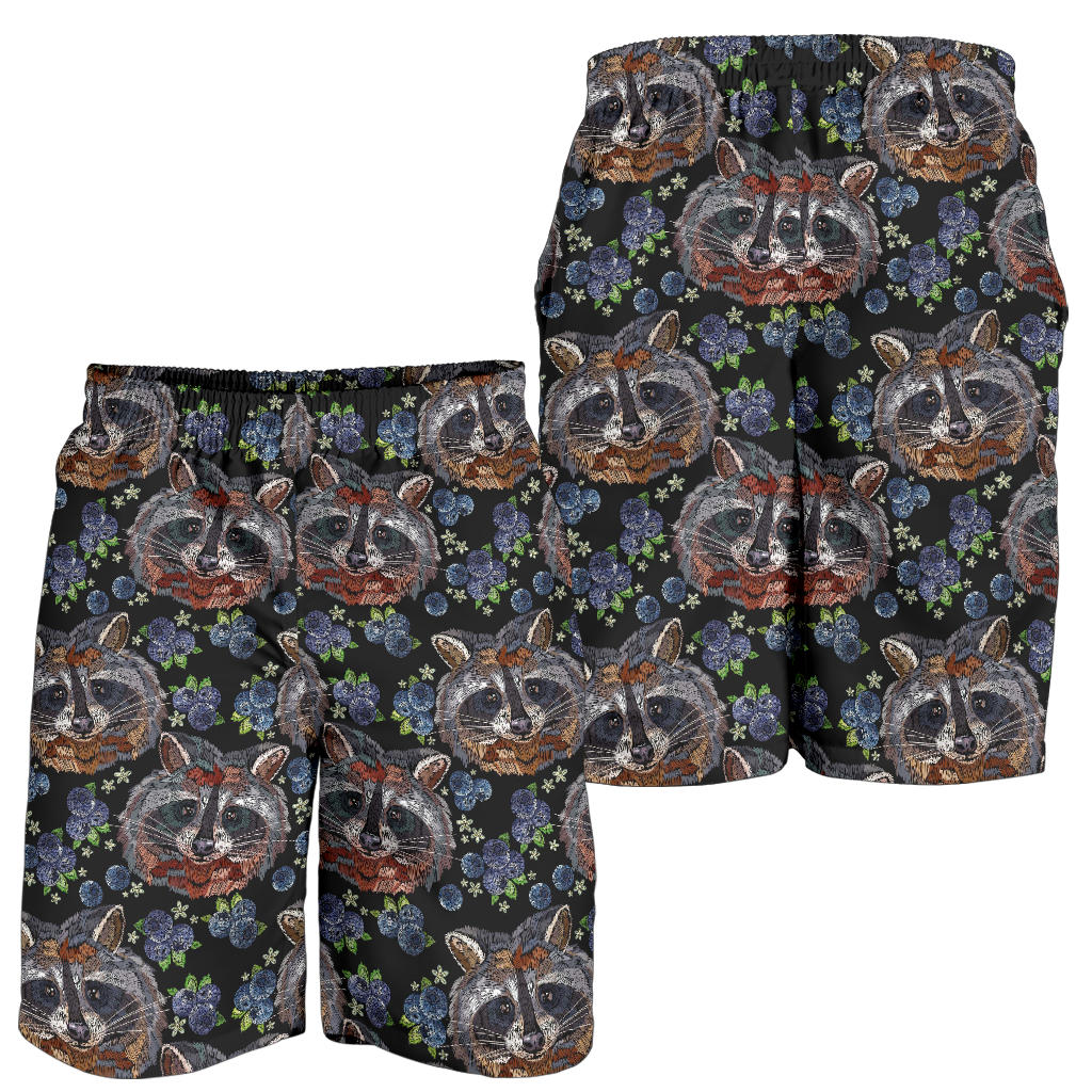 Raccoon Pattern Print Design A03 Mens Shorts