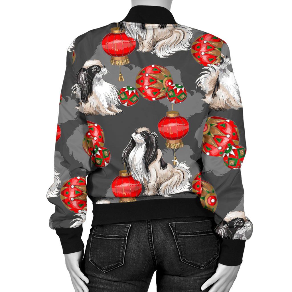 Japanese Chin Pattern Print Design 02 Women's Bomber Jacket