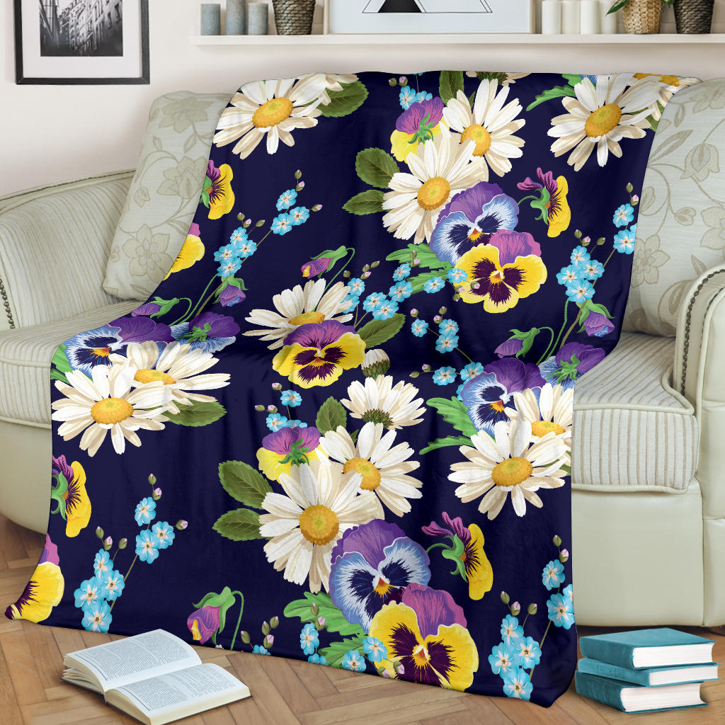 Pansy Pattern Print Design PS03 Fleece Blanket
