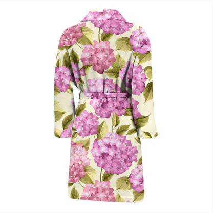 Hydrangea Pattern Print Design HD05 Men Bathrobe