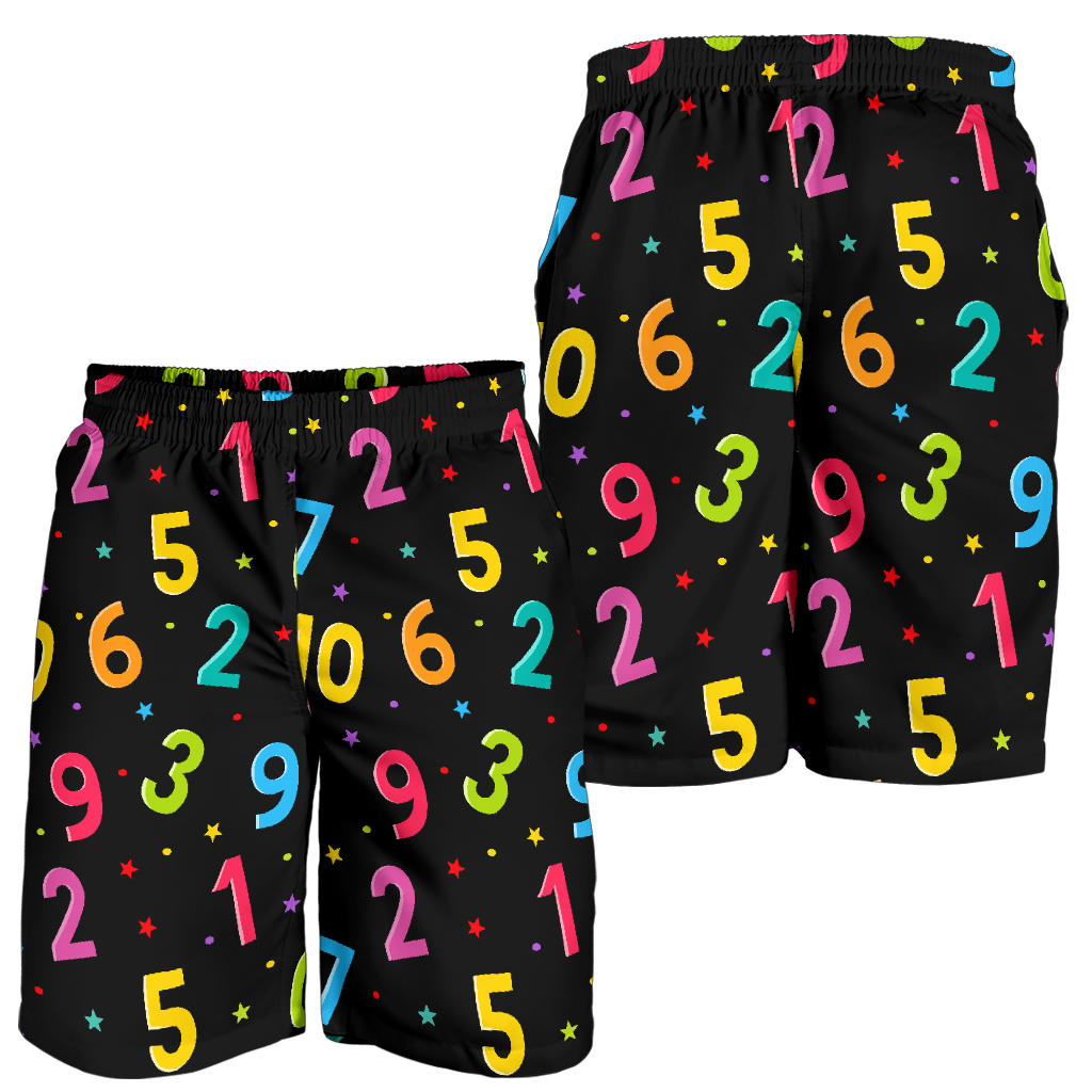 Number Pattern Print Design A04 Mens Shorts