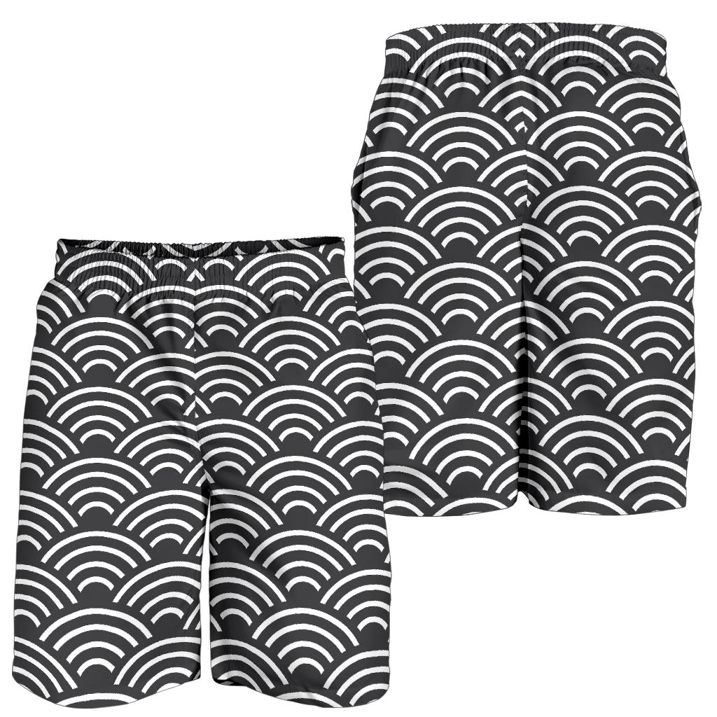 Scales Black White Pattern Print Design 03 Mens Shorts