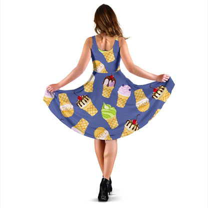 Ice Cream Pattern Print Design IC03 Midi Dress