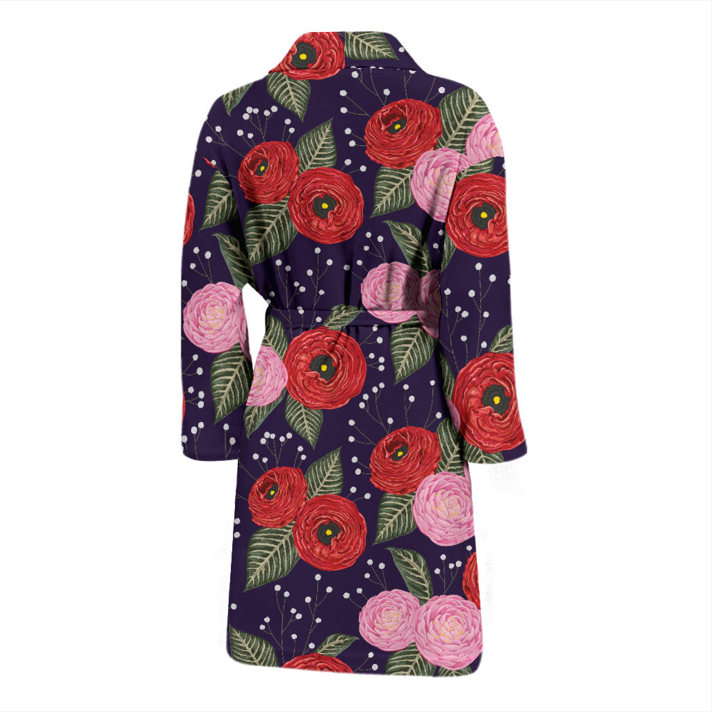 Camellia Pattern Print Design CM02 Men Bathrobe