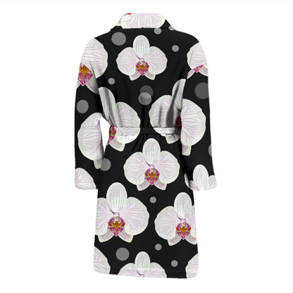 Orchid White Pattern Print Design OR09 Men Bathrobe