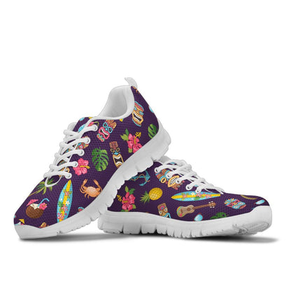 Hawaiian Themed Pattern Print Design H024 Sneakers White Bottom Shoes