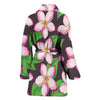 Pink Plumeria Pattern Print Design PM019 Women Bathrobe