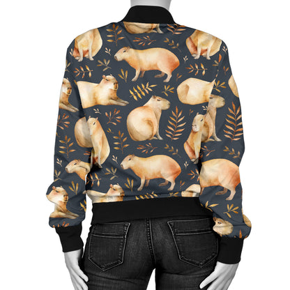 Capybara Pattern Print Design 02 Women's Bomber Jacket