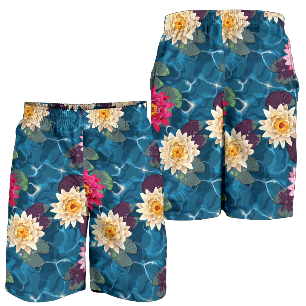 Water Lily Pattern Print Design WL05 Mens Shorts