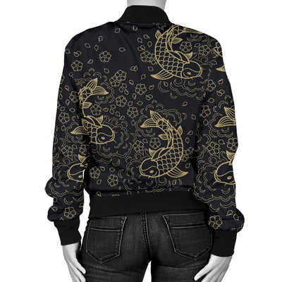 KOI Fish Pattern Print Design 02 Women's Bomber Jacket