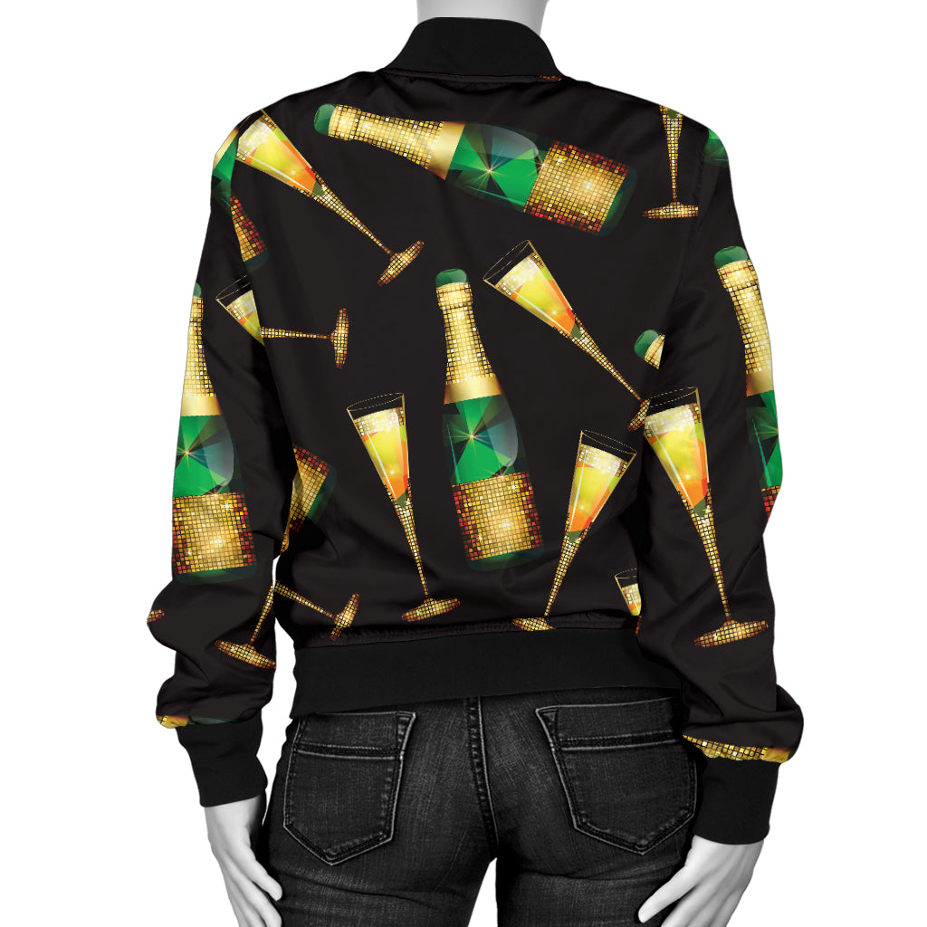 Champagne Pattern Print Design 02 Women's Bomber Jacket