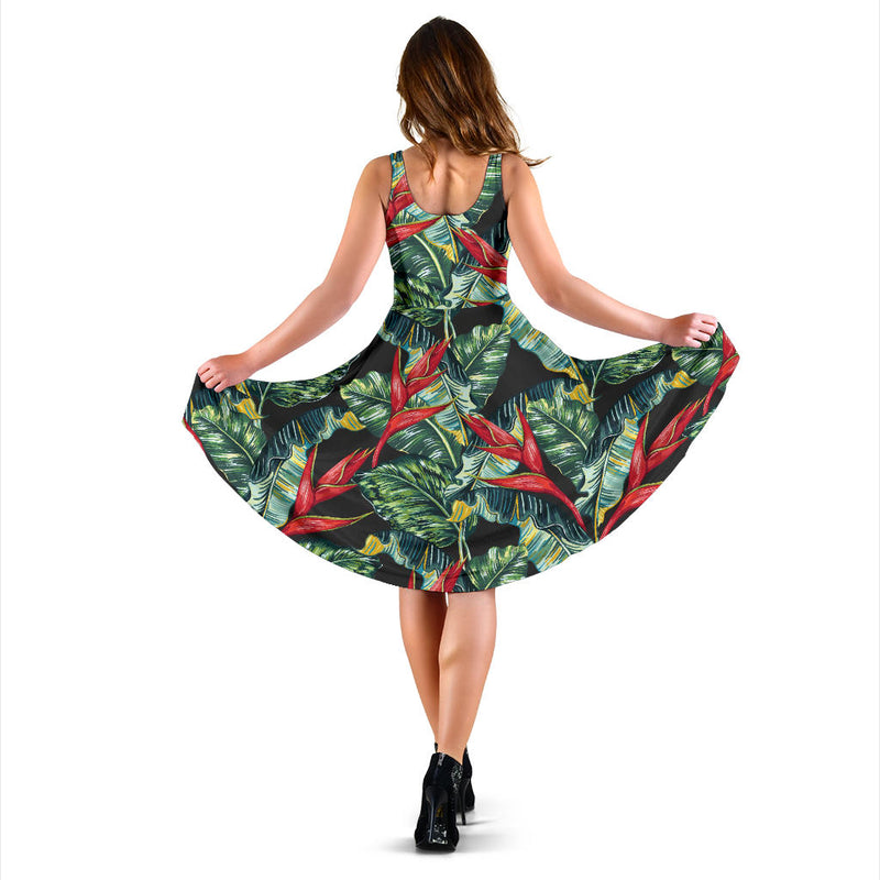 Bird Of Paradise Pattern Print Design BOP06 Midi Dress