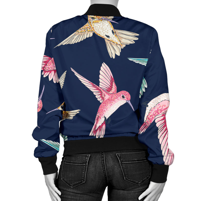 Hummingbird Cute Pattern Print Design 01 Women's Bomber Jacket