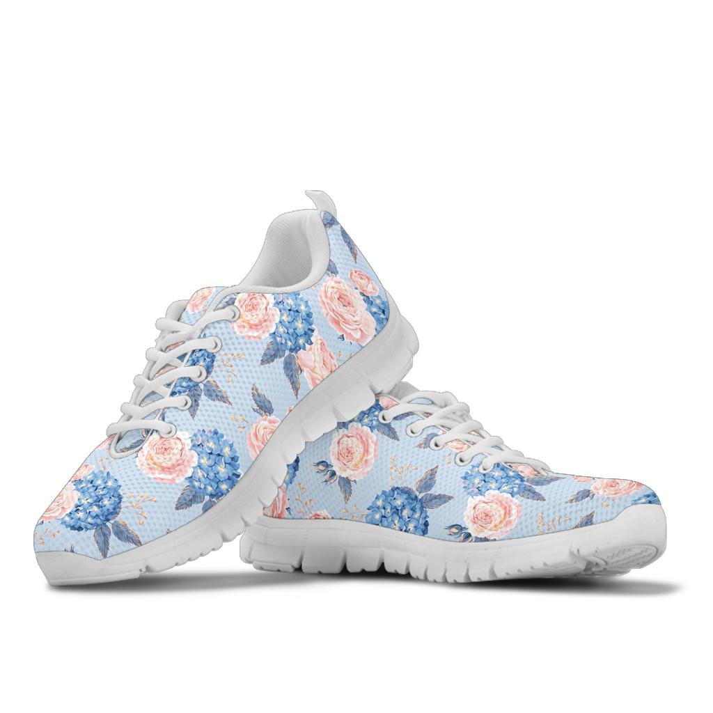 Hydrangea Pattern Print Design HD06 Sneakers White Bottom Shoes
