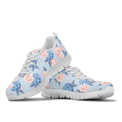 Hydrangea Pattern Print Design HD06 Sneakers White Bottom Shoes