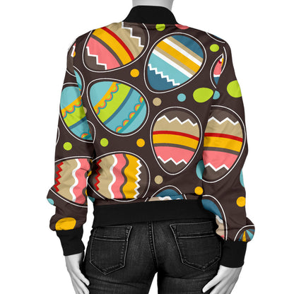 Easter Eggs Pattern Print Design RB03 Women Bomber Jacket