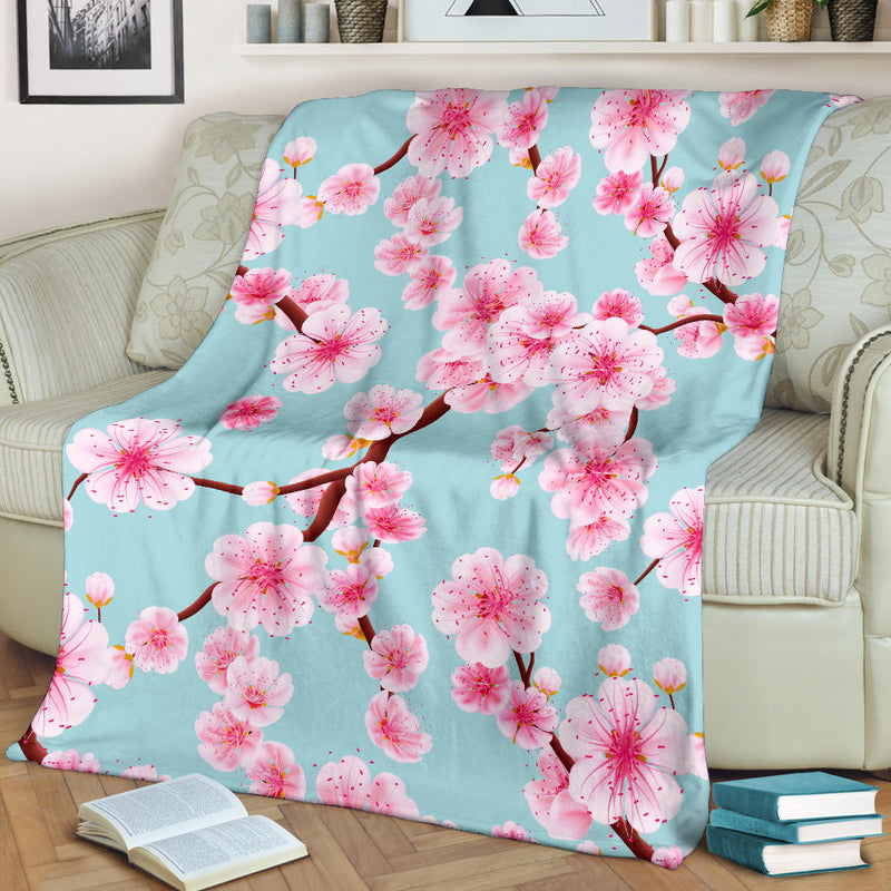 Cherry Blossom Pattern Print Design CB04 Fleece Blanket