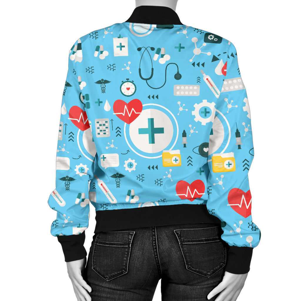 Medical Pattern Print Design 06 Women's Bomber Jacket