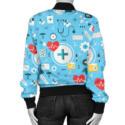 Medical Pattern Print Design 06 Women's Bomber Jacket