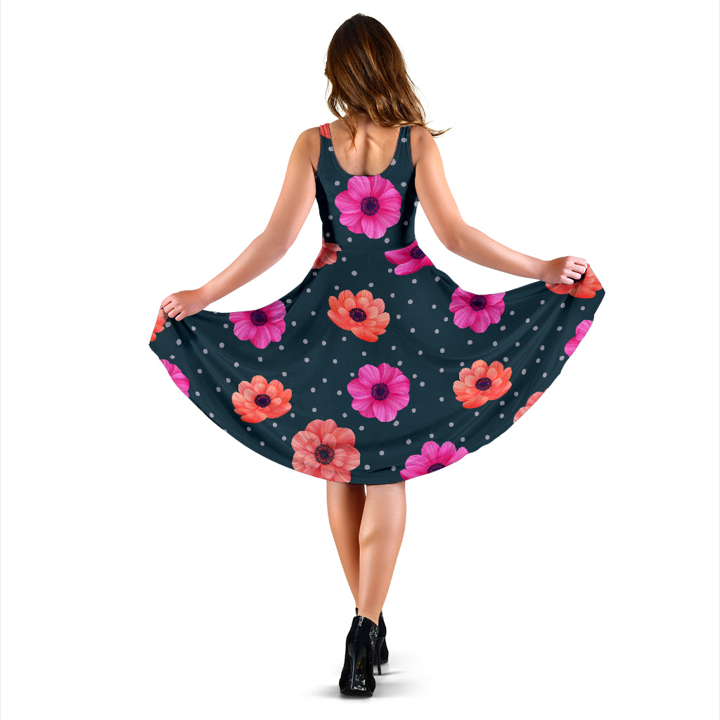 Anemone Pattern Print Design AM08 Midi Dress