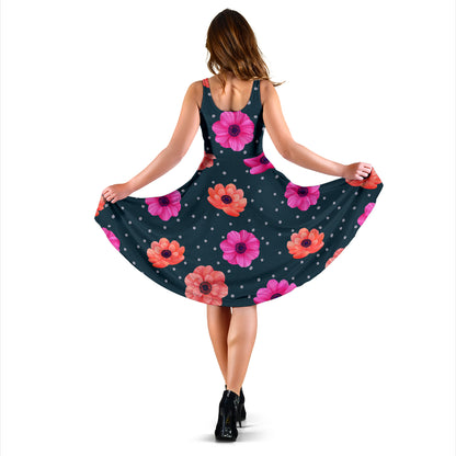 Anemone Pattern Print Design AM08 Midi Dress