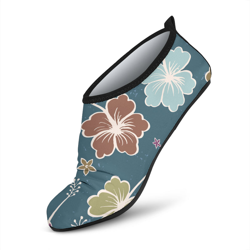 Hibiscus Pattern Print Design HB033 Aqua Water Shoes