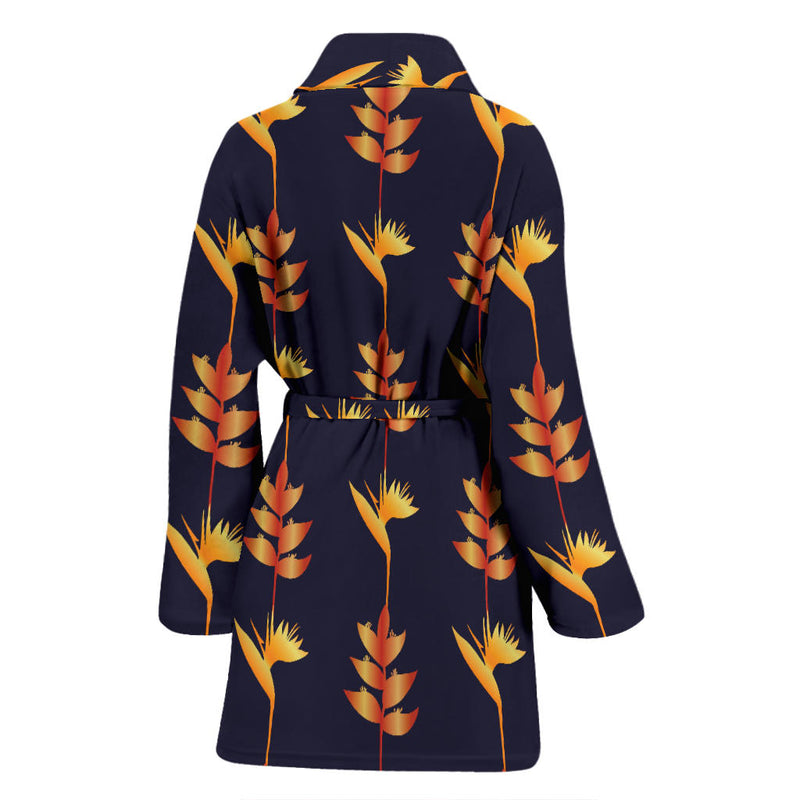 Heliconia Pattern Print Design HL06 Women Bathrobe