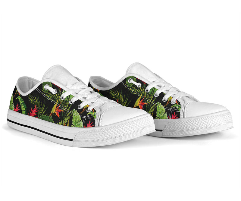 Bird Of Paradise Pattern Print Design BOP010 White Bottom Low Top Shoes