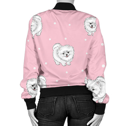 Pomeranians Pattern Print Design A02 Women's Bomber Jacket