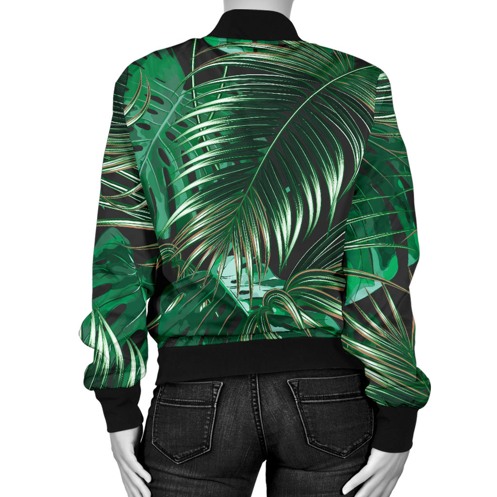 Tropical Flower Pattern Print Design TF012 Women Bomber Jacket