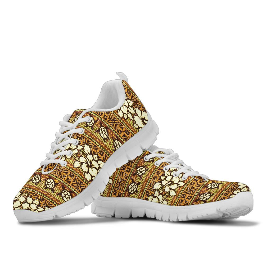 Hawaiian Themed Pattern Print Design H015 Sneakers White Bottom Shoes