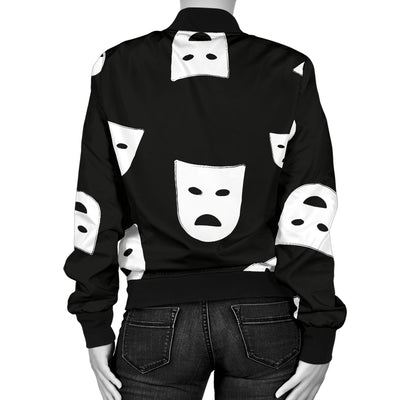 Acting Mask Pattern Print Design 03 Women's Bomber Jacket