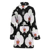 Orchid White Pattern Print Design OR09 Women Bathrobe