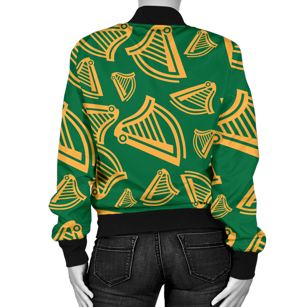 Harp Pattern Print Design 03 Women's Bomber Jacket