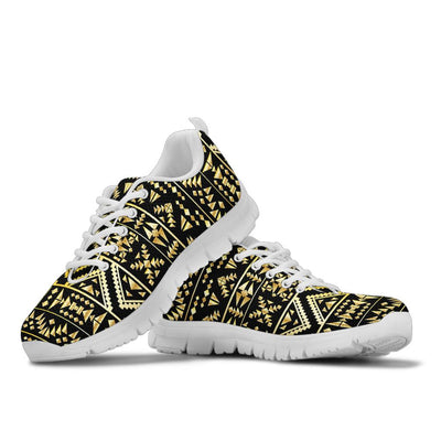 Gold Aztec Tribal Sneakers White Bottom Shoes