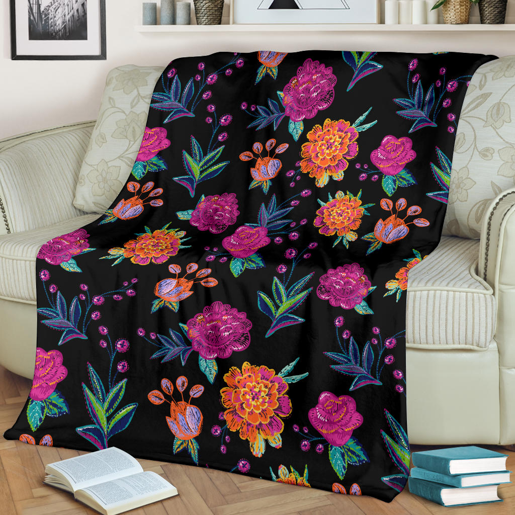 Marigold Pattern Print Design MR02 Fleece Blanket