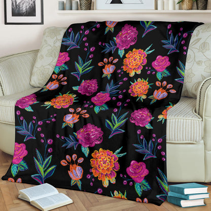 Marigold Pattern Print Design MR02 Fleece Blanket