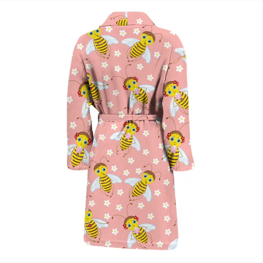 Bee Pattern Print Design BEE07 Men Bathrobe