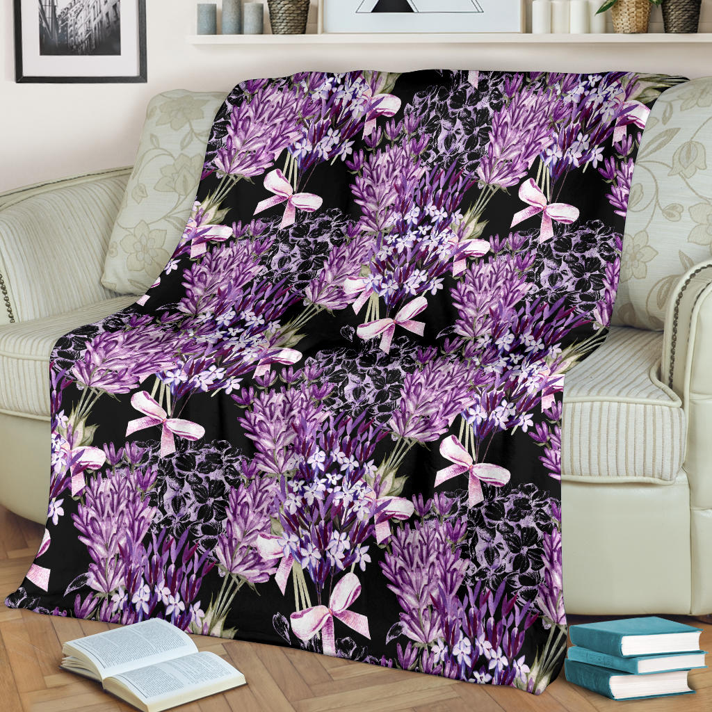 Lavender Pattern Print Design LV06 Fleece Blanket