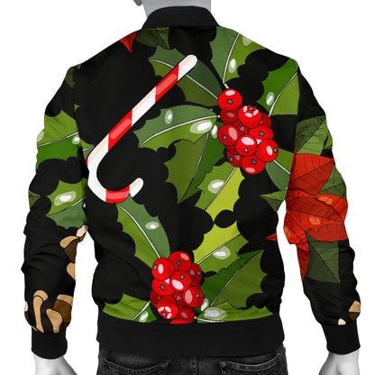 Poinsettia Pattern Print Design POT01 Men Bomber Jacket