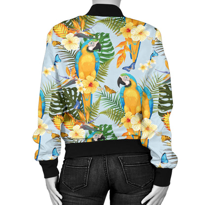 Parrot Pattern Print Design A04 Women's Bomber Jacket