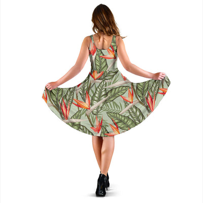 Bird Of Paradise Pattern Print Design BOP08 Midi Dress