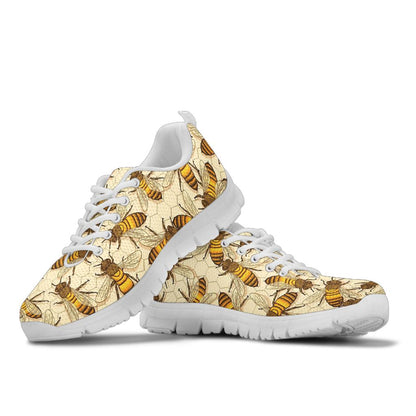 Bee Pattern Print Design BEE05 Sneakers White Bottom Shoes