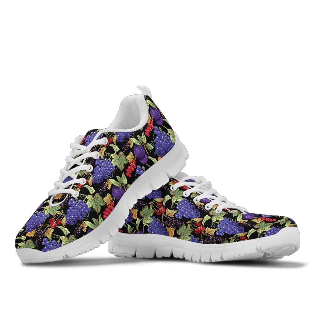 Grape Pattern Print Design GP05 Sneakers White Bottom Shoes