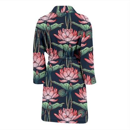 Water Lily Pattern Print Design WL03 Men Bathrobe