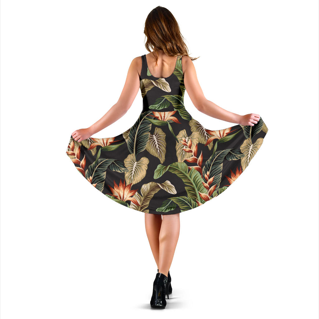 Tropical Flower Pattern Print Design TF014 Midi Dress