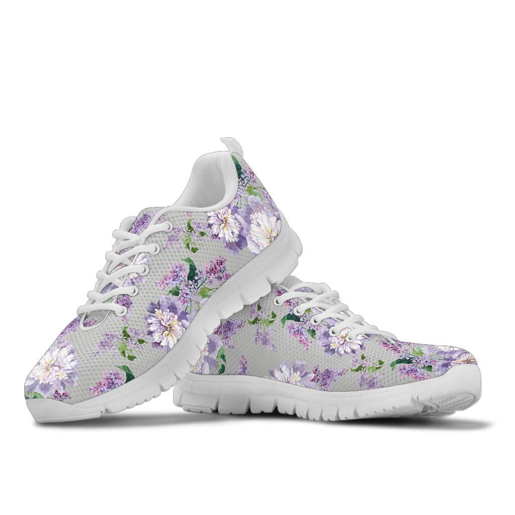 Lilac Pattern Print Design LI07 Sneakers White Bottom Shoes