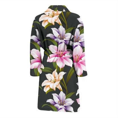 Lily Pattern Print Design LY01 Men Bathrobe